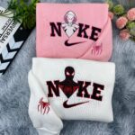 Cartoon Man & Women – Face Embroidery EMB_S88, Matching Couple Sweatshirt, Matching Couple Hoodie